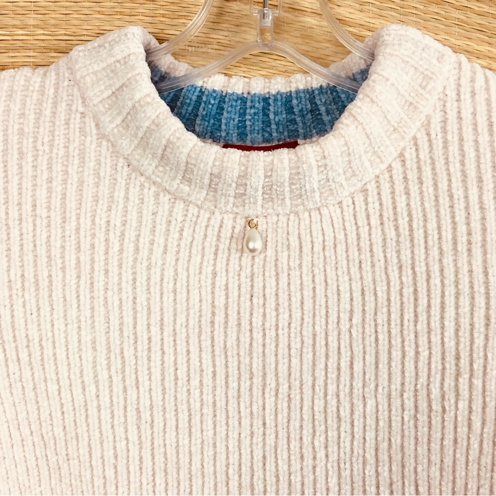 STAUD Short Sleeves Pearl Embellished Mock Neck As Seen On TV Sweater Size L - Picture 5 of 11